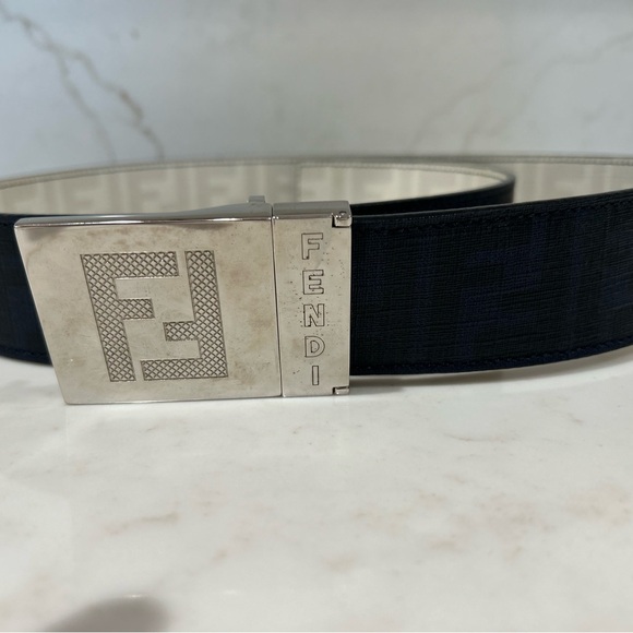Fendi Navy Belt with Silver Buckle - Picture 1 of 3